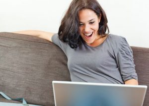 Girl playing on computer