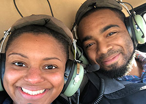 Couple in a helicopter