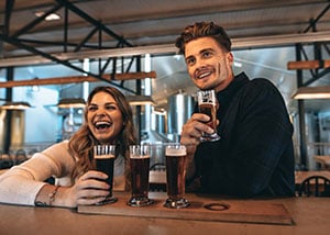 Couple drinking beer