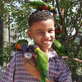 Kid with birds