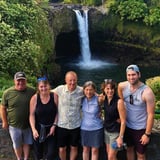 Group at waterfall