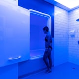 Person looking at float tank