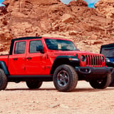Jeep Gladiator in front of rock