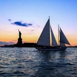 Ship at Statue of Liberty