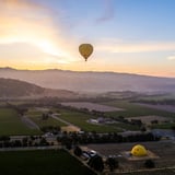 Hot air balloon at sunrise