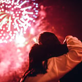 Couple watching fireworks