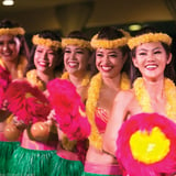 Hula Dancers in Pink and Yellow