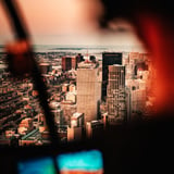 City view from helicopter