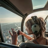 Girl in Helicopter Looking Out Window