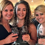Three women enjoying wine