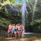 Group in front of Waterfall 