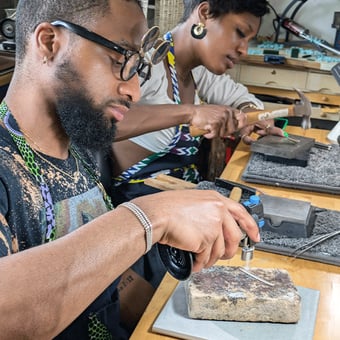 Silver Ring Metalsmithing Class for Two with Wine