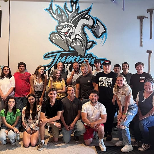 Group Photo at Axe Throwing Place