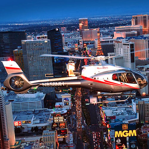 Food and Helicopter Tour at Night in Las Vegas