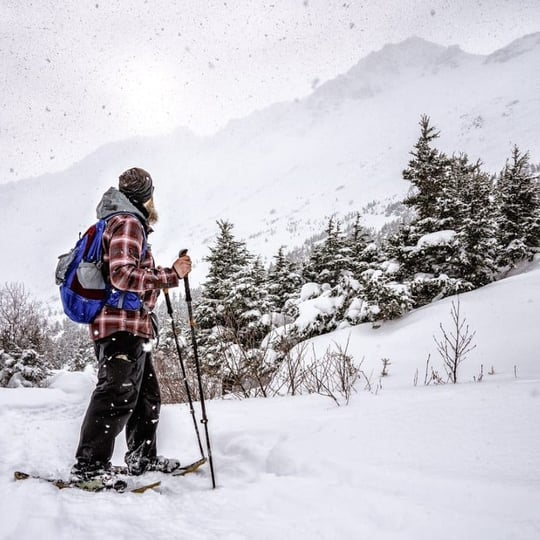 Person snowshoeing