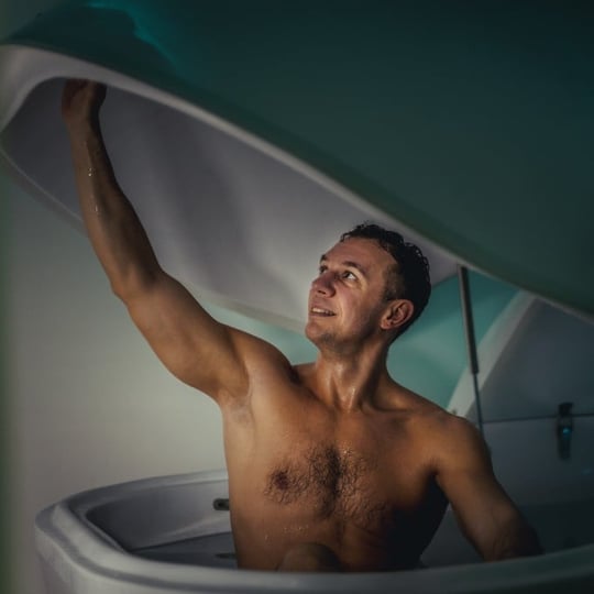 Man in float tank