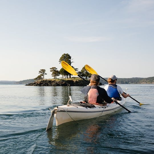 Two people paddling