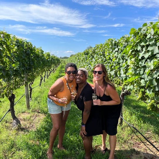 Group in vineyard