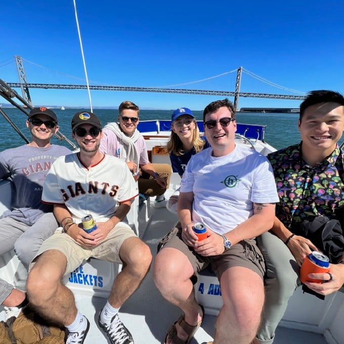 Group on boat for Giants game