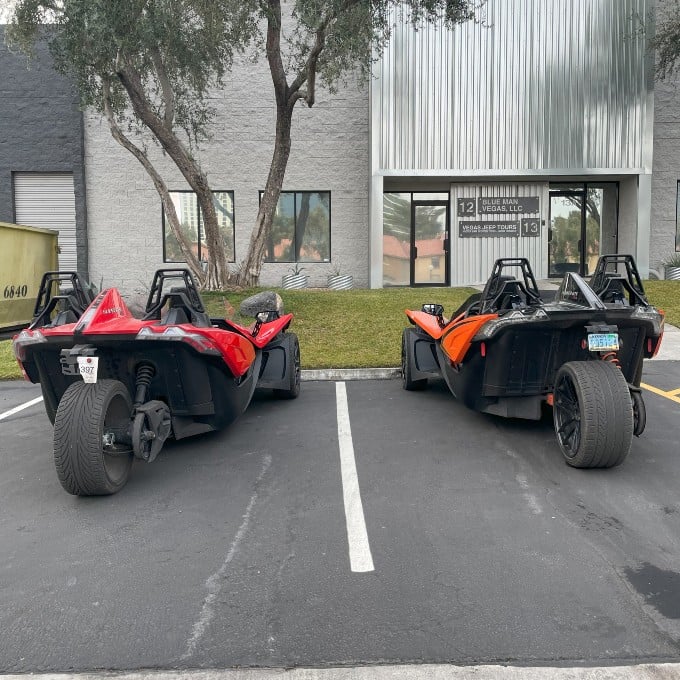 Two slingshots parked