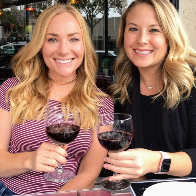 Two woman enjoying wine
