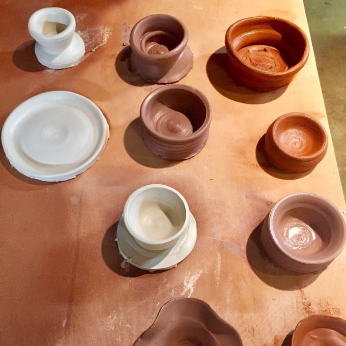 Pottery on table