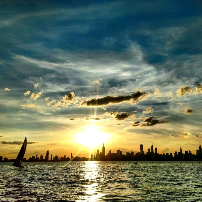 Chicago Skyline at Sunset