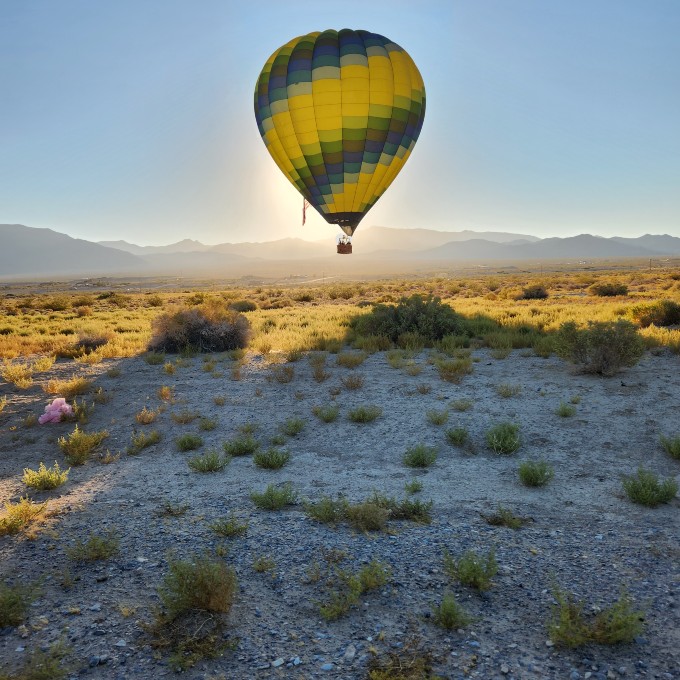 Hot air balloon in desert