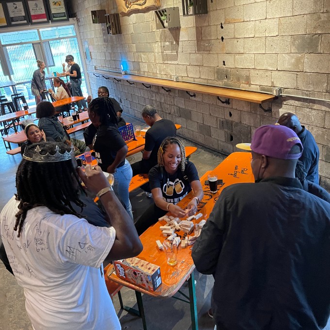 Group trying beers