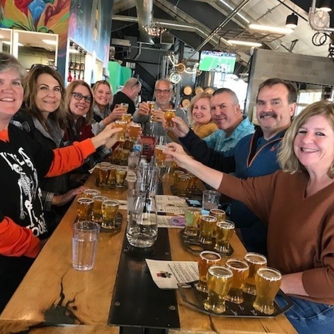 Group enjoying beers