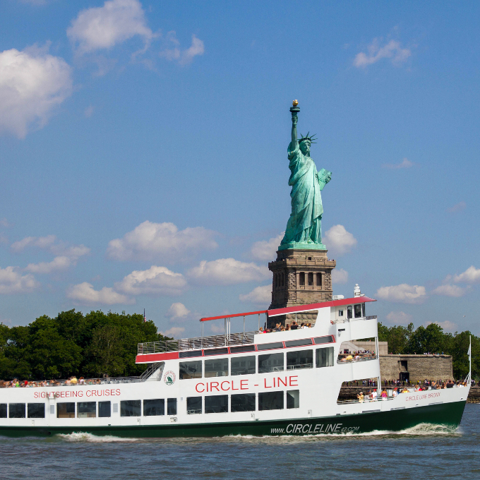 Boat near Statue of Liberty