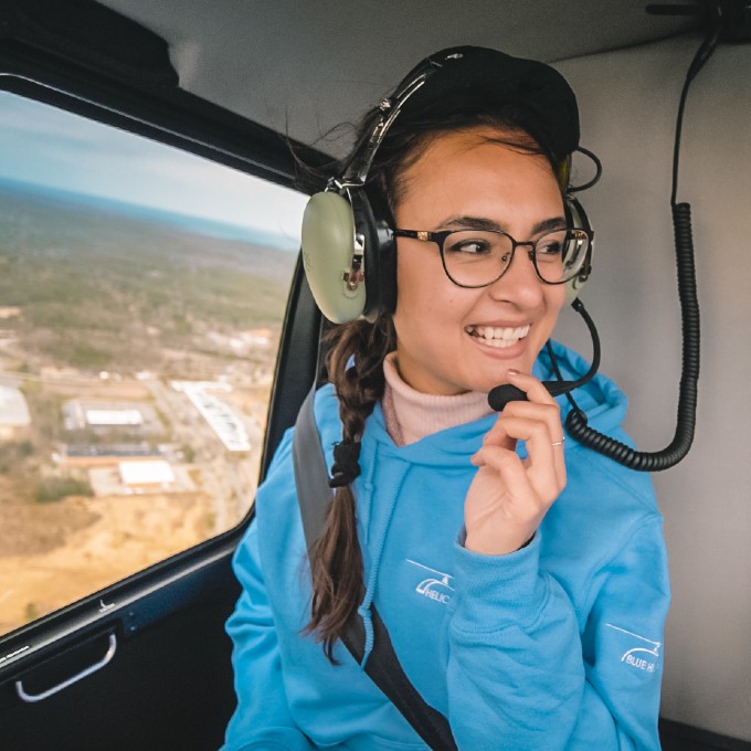 Girl in helicopter