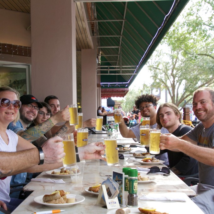 Group toasting beers