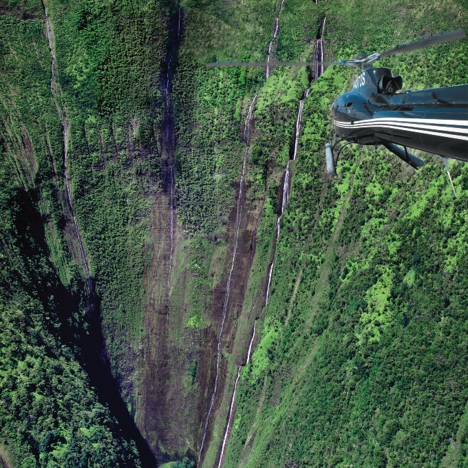 Helicopter viewing waterfalls