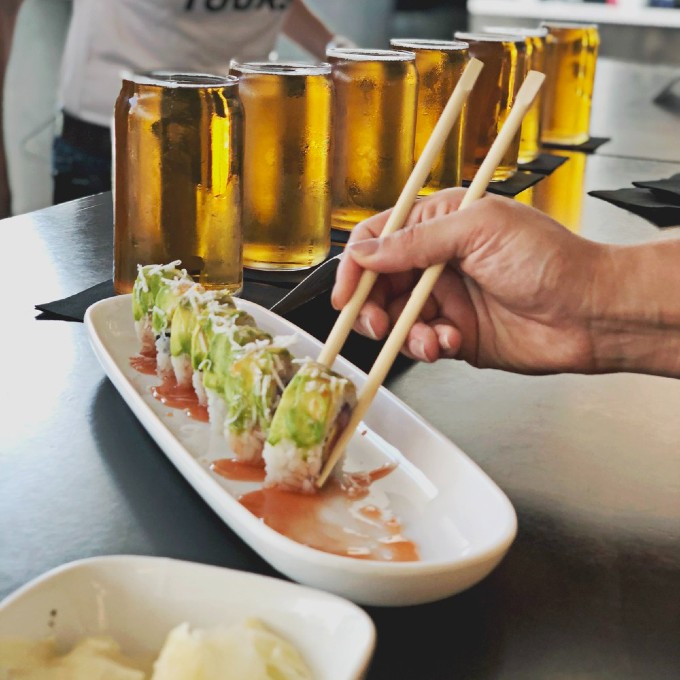 Sushi and beer