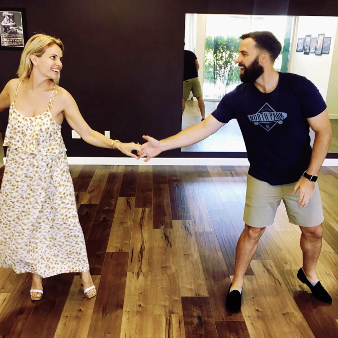 Couple practicing dance