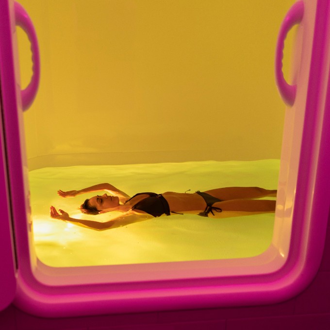 Woman in float room