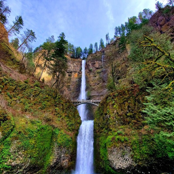 Bridge over waterfall