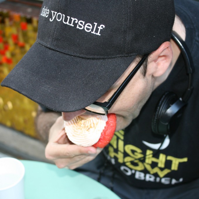 Man eating dessert