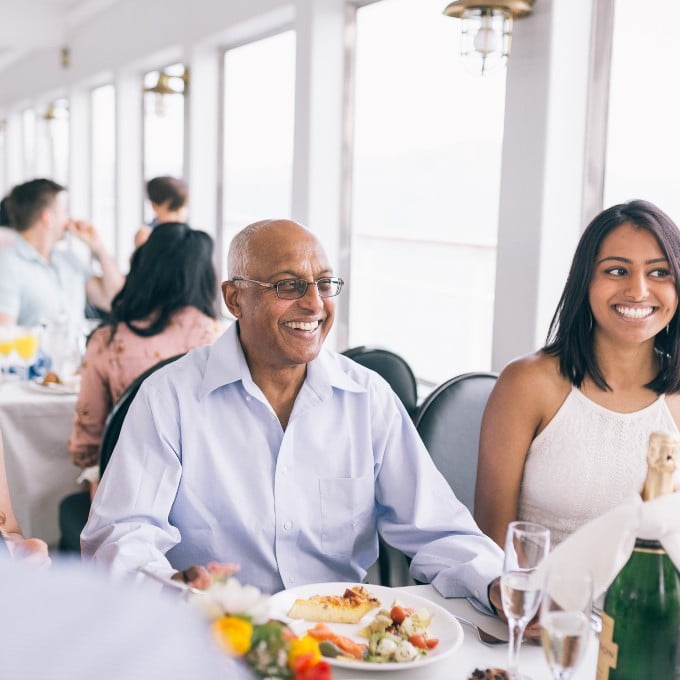 Happy diners on a scenic lunch cruise in DC