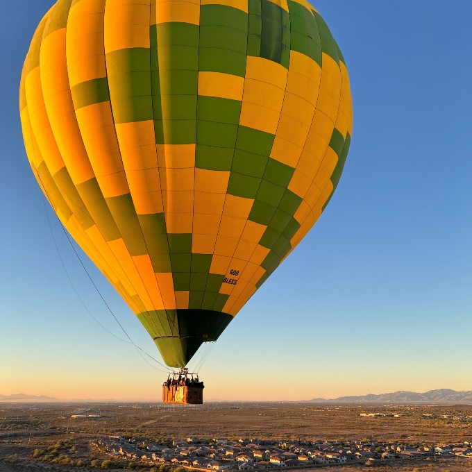 Hot air balloon over desert