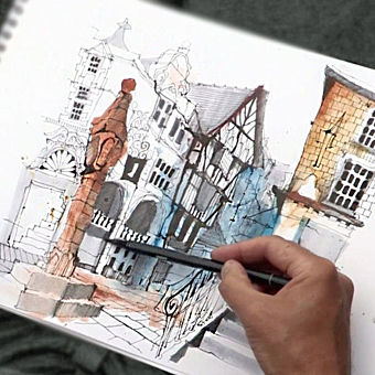 Virtual Urban Sketching Lessons for Beginners