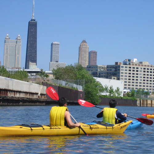 Beautiful View During Architectural Kayak Tour in Chicago