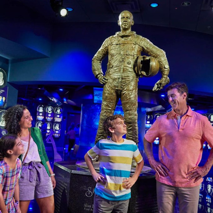 Family posing like statue