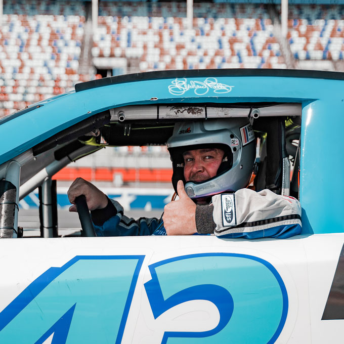Behind the wheel of a NASCAR
