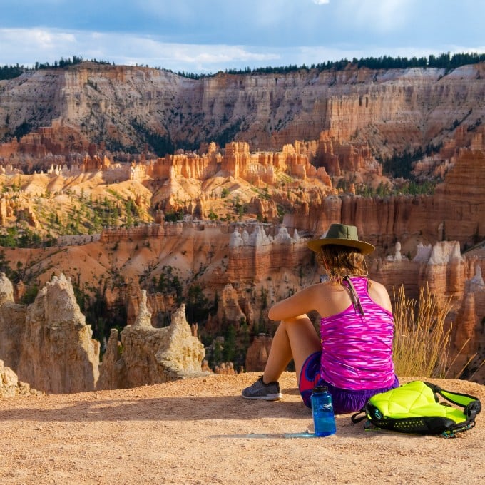 Woman viewing canyon