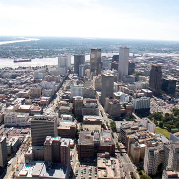 Downtown New Orleans during Extreme Heli Tour