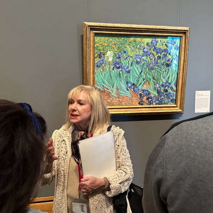 Woman showing art