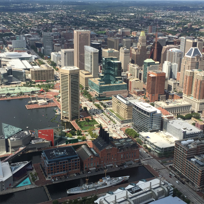 Skyline Baltimore View during Helicopter Tour