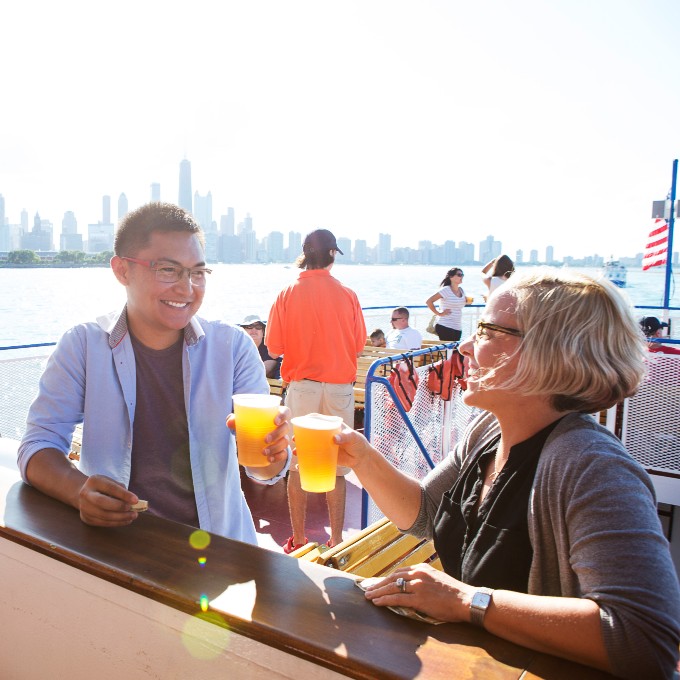 Two people enjoying drinks